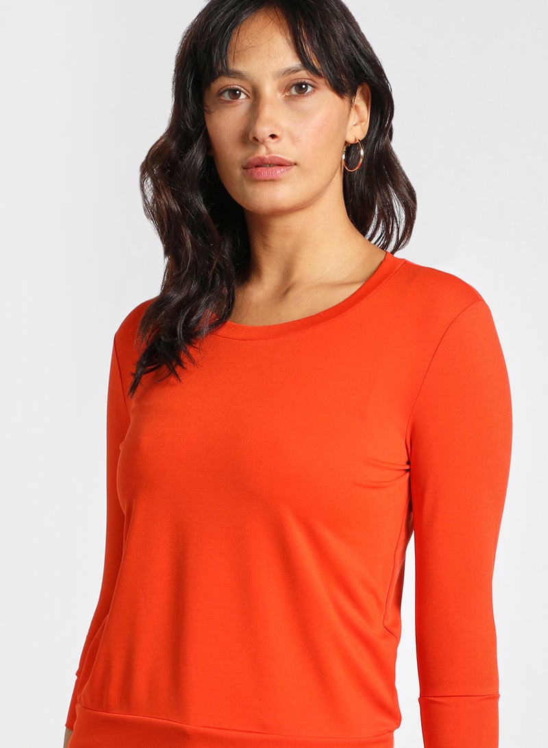 Aila Knitted Long Sleeve T-Shirt Orange  - Image 4