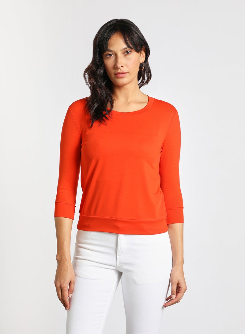 Aila Knitted Long Sleeve T-Shirt Orange  - Image 1