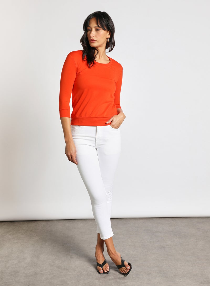 Aila Knitted Long Sleeve T-Shirt Orange  - Image 2