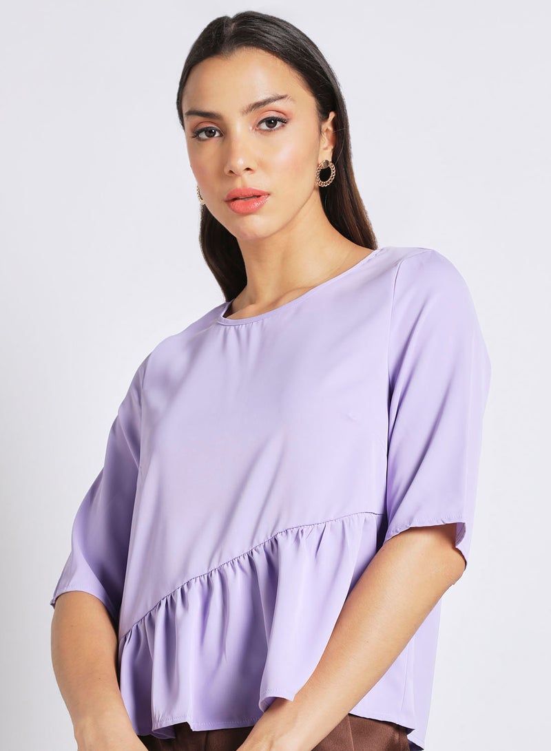 Aila Women's Casual Boat Neck Crop Top 45#Purple  - Image 4