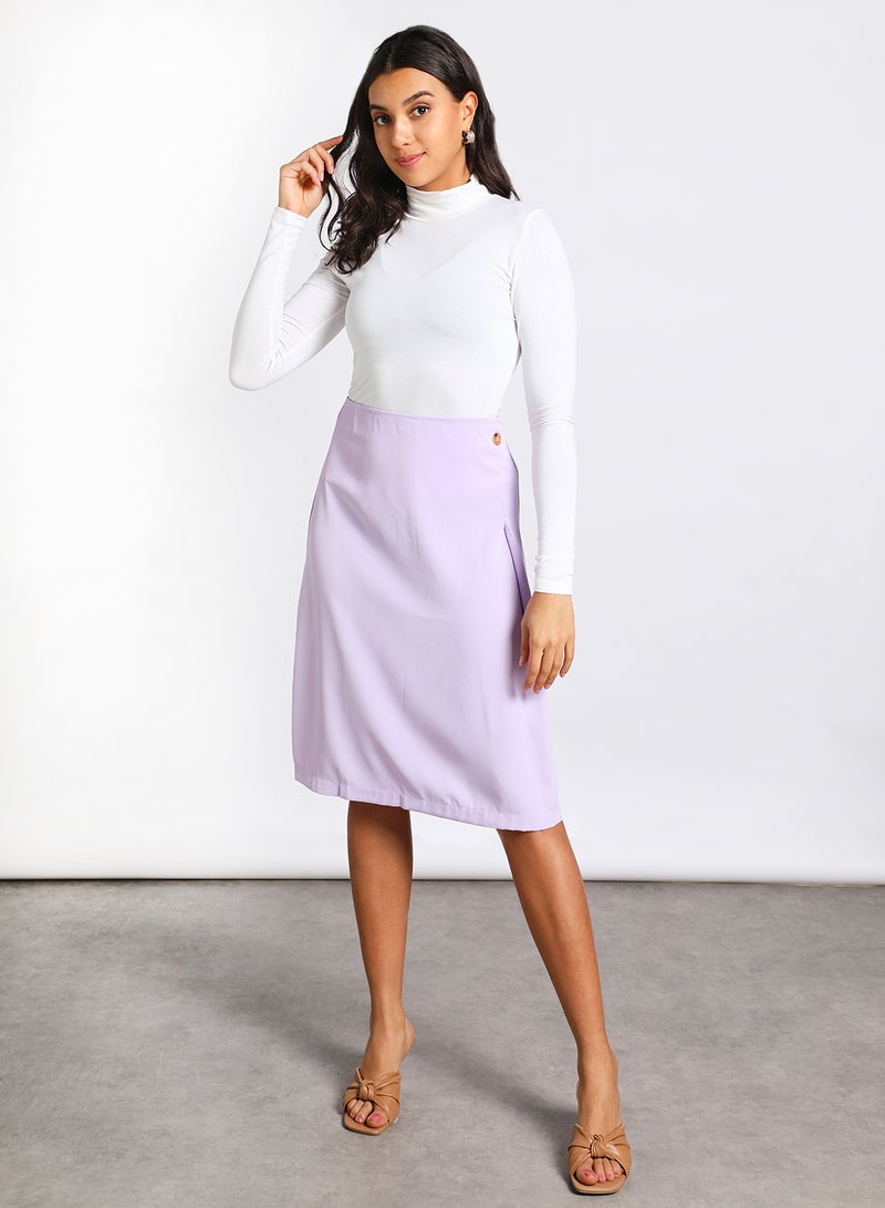 Aila Women's Casual Midi Straight Solid Skirt Purple  - Image 2