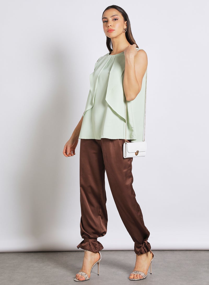 Aila - Women's casual sleevess false tow piece Tops Light Green - Image 1