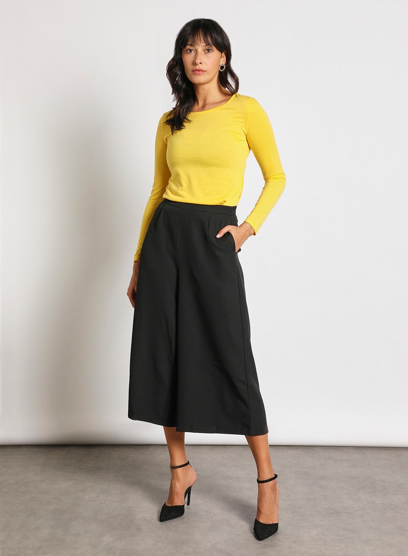 Aila - Women's Casual Long Sleeves Round Neck Solid  Knit Top Mustard - Image 1