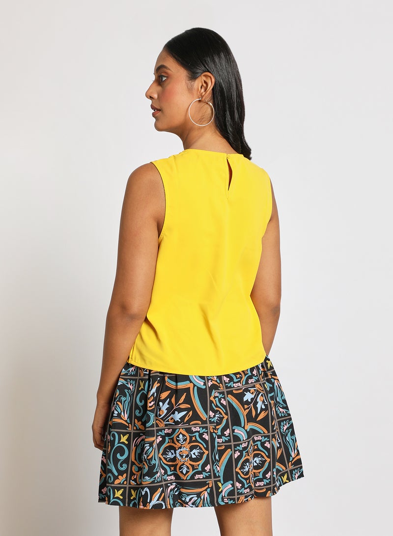 Aila Women's casul sleevess Tops Yellow  - Image 3