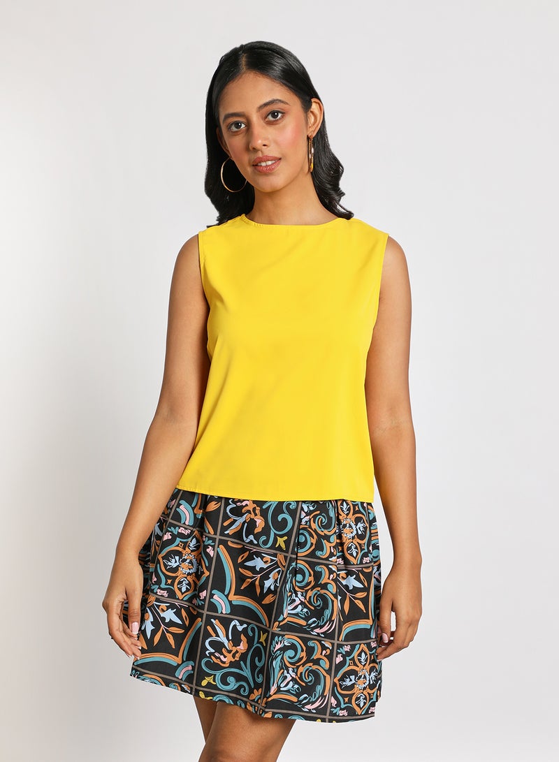 Aila Women's casul sleevess Tops Yellow  - Image 1