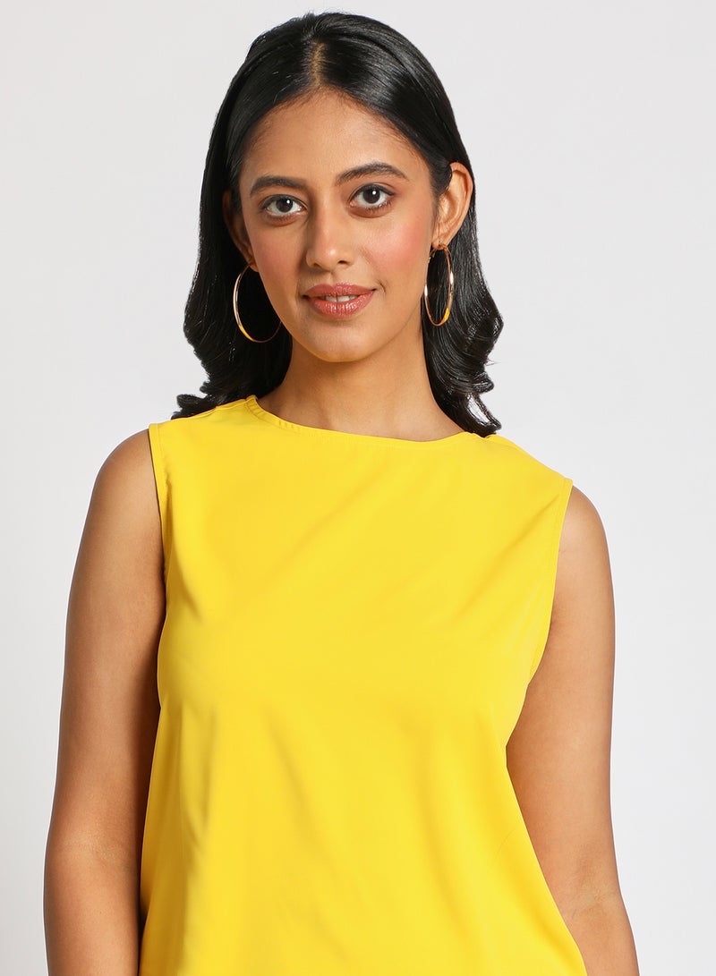 Aila Women's casul sleevess Tops Yellow  - Image 4