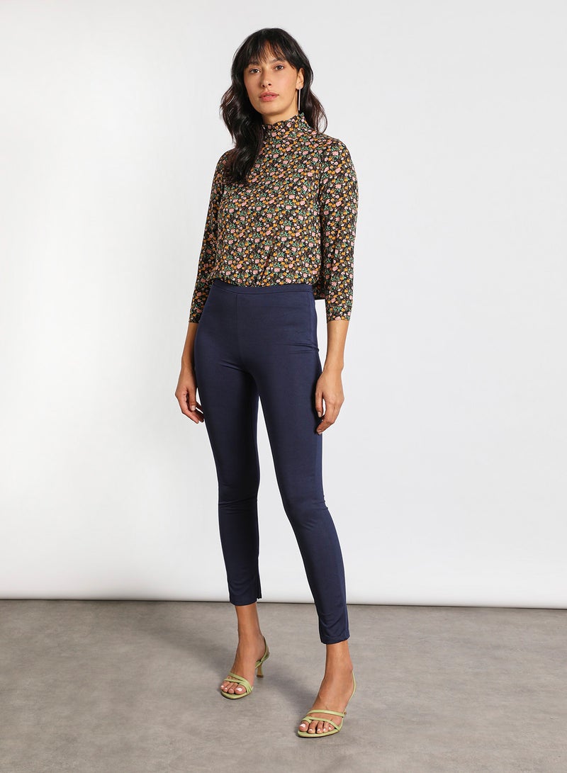 Aila Women's long sleeve Tops with High collar Black Print - Image 2