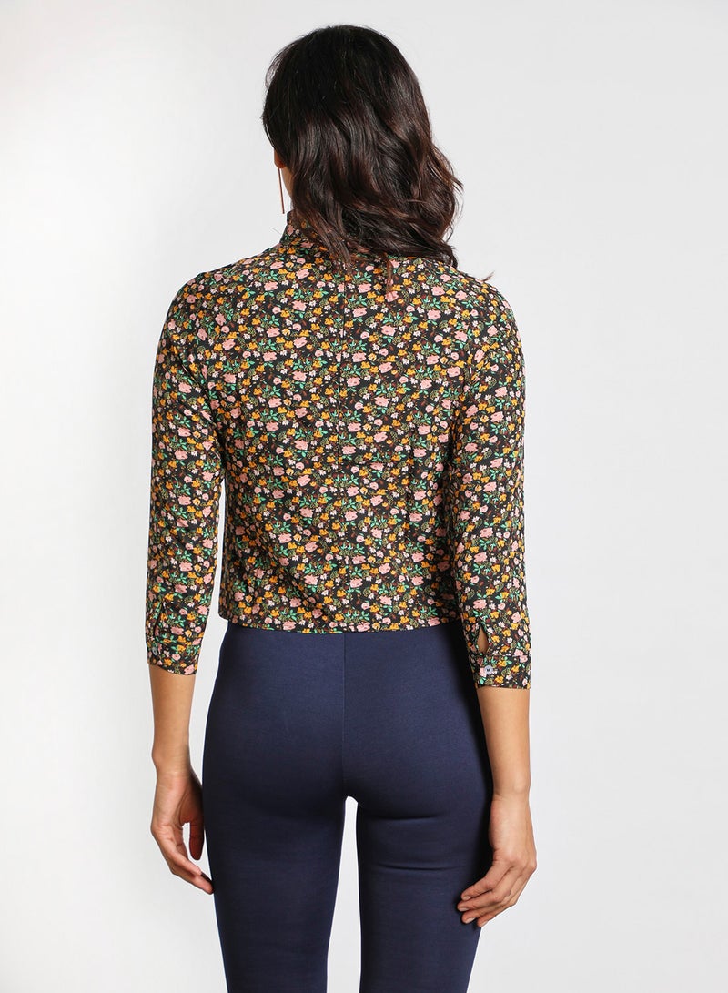 Aila Women's long sleeve Tops with High collar Black Print - Image 3
