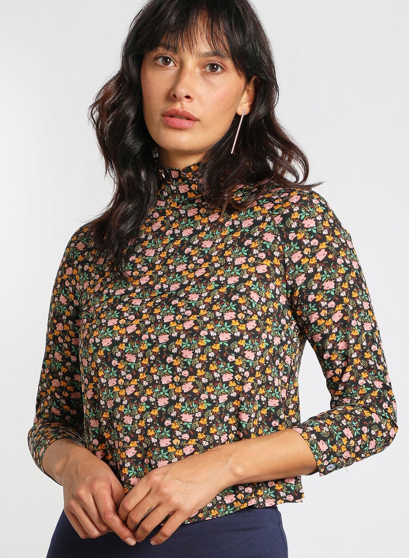 Aila Women's long sleeve Tops with High collar Black Print - Image 4