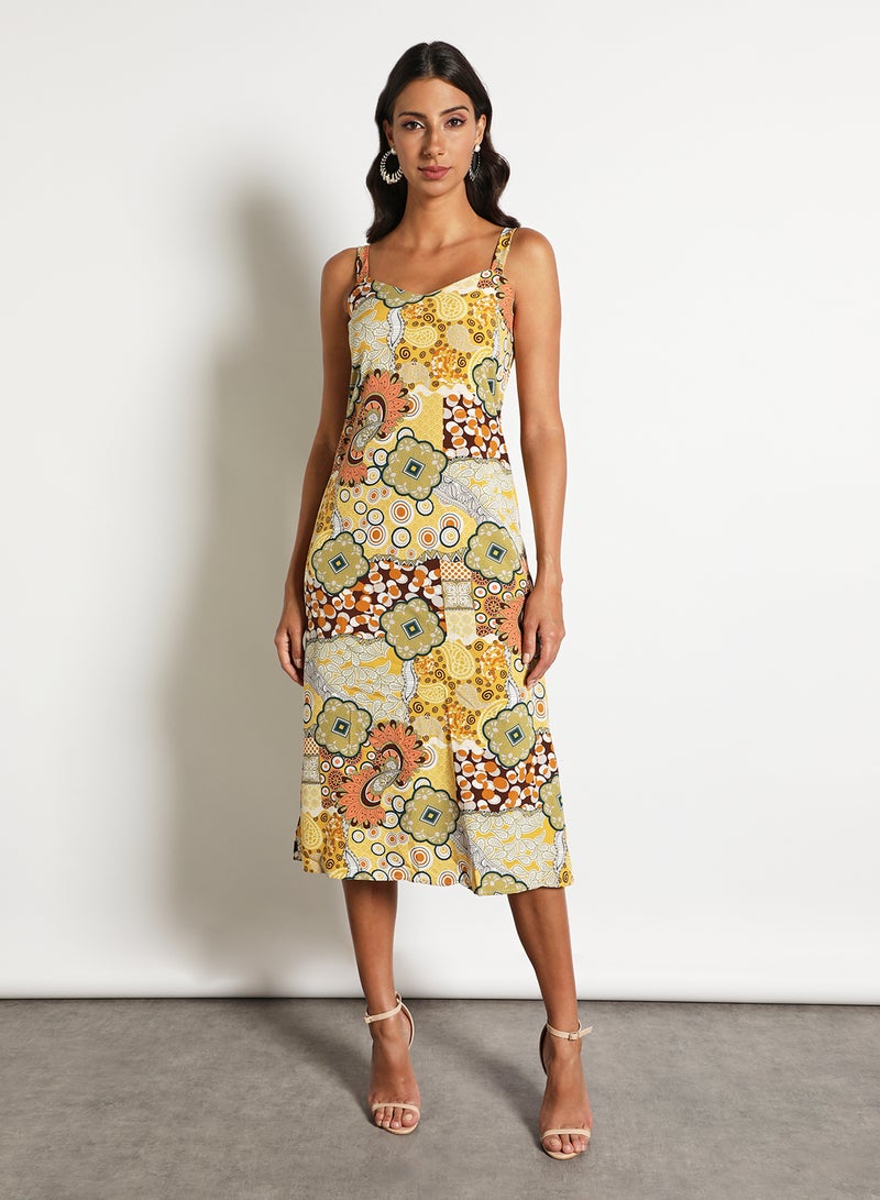 Aila - Women'S Casual Midi Sleeveless Allover Printed Long Evening Maxi Dress Multicolour - Image 1