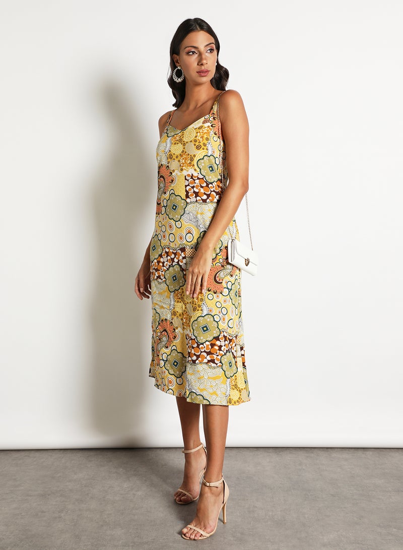 Aila - Women'S Casual Midi Sleeveless Allover Printed Long Evening Maxi Dress Multicolour - Image 1