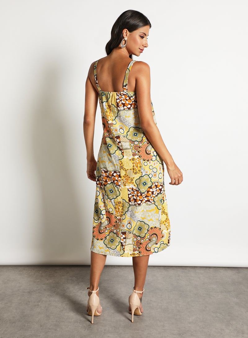 Aila - Women'S Casual Midi Sleeveless Allover Printed Long Evening Maxi Dress Multicolour - Image 1