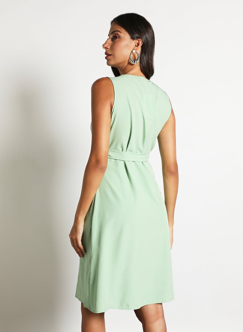 Aila - Women'S Casual Midi Sleeveless Solid Long Evening Maxi Dress With Buttons Green - Image 1