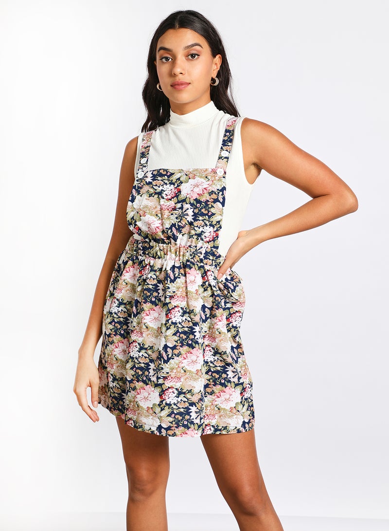 Aila Women's Casual Pinafore Print Mini Dress Multicolour - Image 1