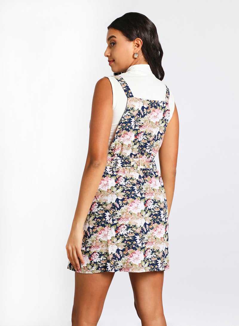 Aila Women's Casual Pinafore Print Mini Dress Multicolour - Image 3