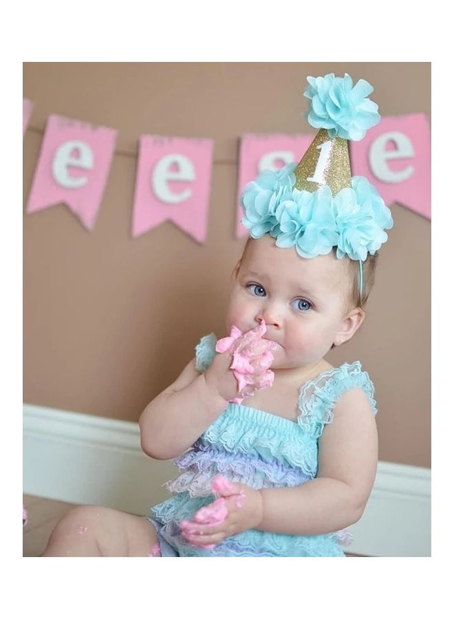 EHOME 13cm 1 Year Olf Birthday Crown Hat Party Lace Flower Decoration for Kids  - Image 5