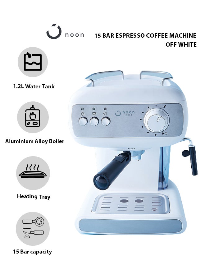 Noon East - Espresso Coffee Machine - 15 Bar 850 W With High Pressure 1.2 Liter White 1.2 L 850.0 W CM-8500A-GS Off White - Image 1