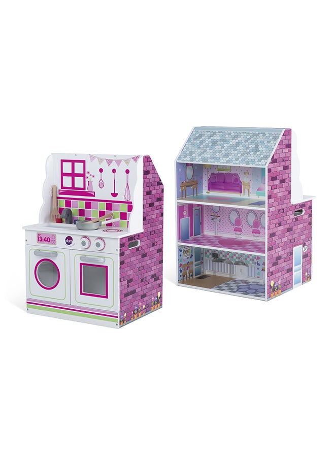 2 In 1 Wooden Doll House And Kitchen - v1636612504/N12926456A_1