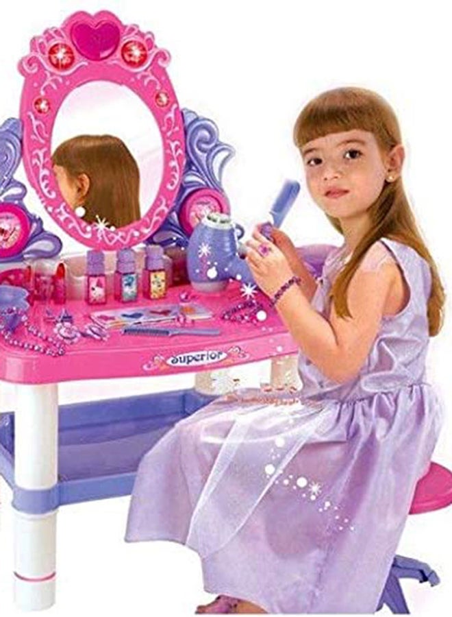 Lightweight Compact Pretend Beauty Dresser Vanity Makeup Play Set For Girls 62 x 33 x 64.5cm  - Image 4