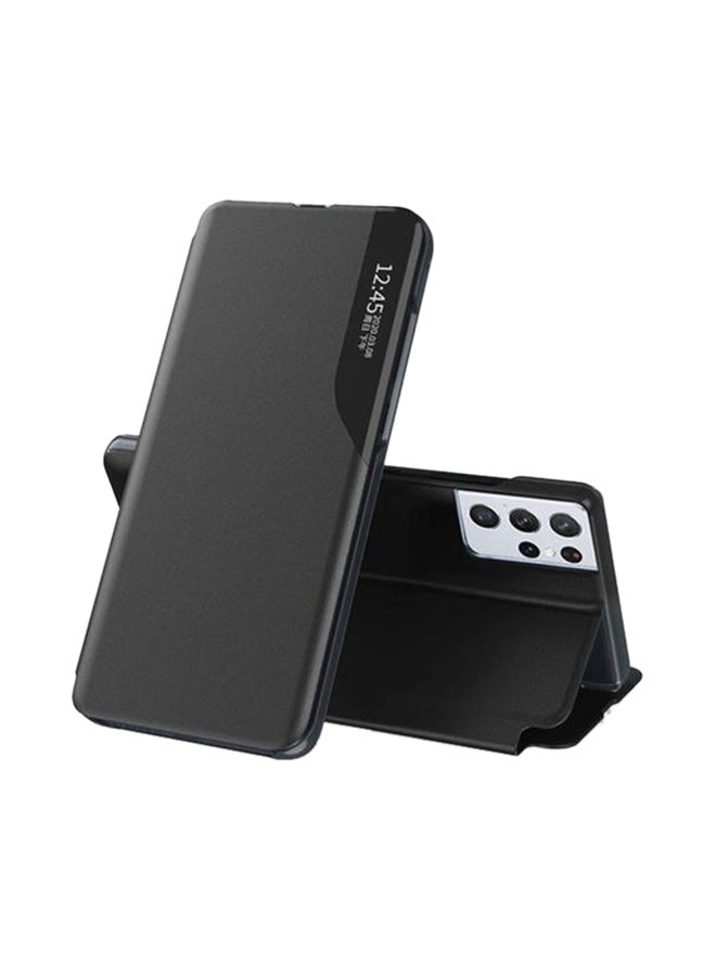 Wtech Smart Flip Case Cover With Translucent Window For Samsung Galaxy S21 Ultra 5G Black Black - Image 1