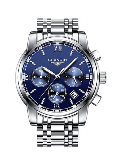 Men's Water Resistant Stainless Steel Chronograph Wrist Watch GS19018H-3 - 41 mm - Silver