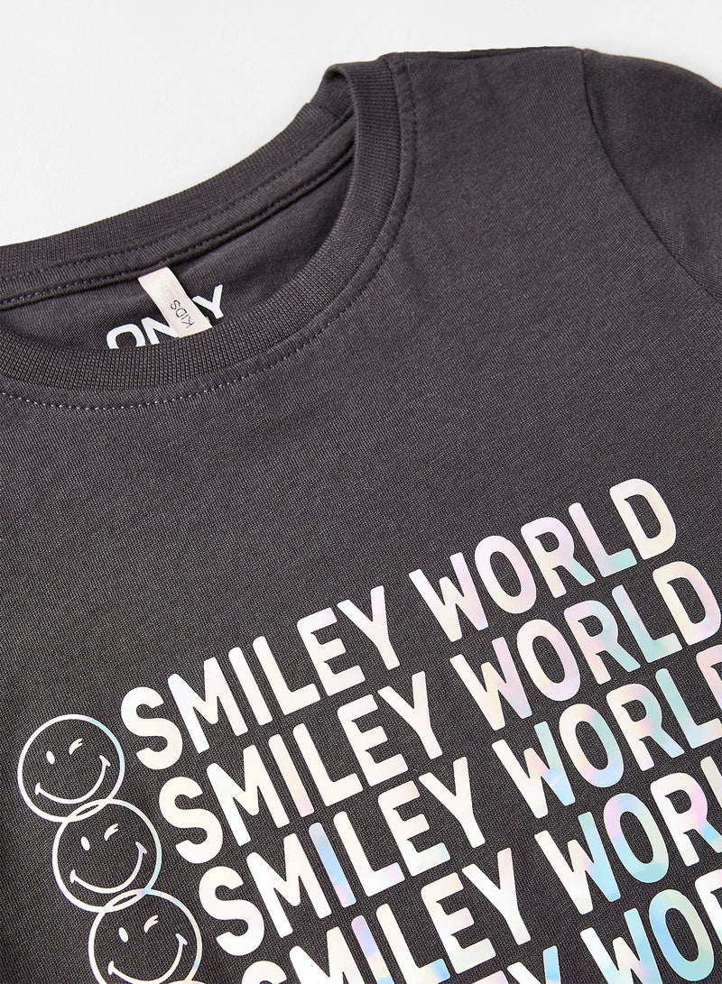 اونلي تيشيرت مزين بعبارة نصية مناسب للأطفال/ المراهقين أسود - Image 3