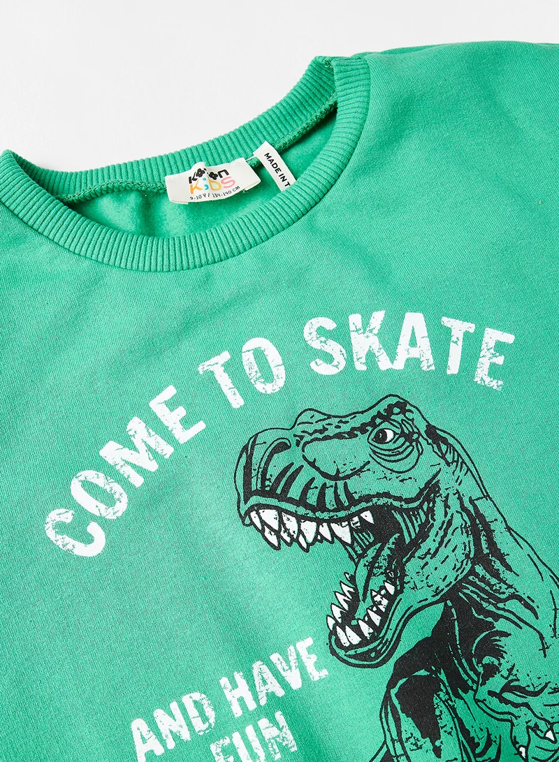 KOTON Kids/Teen Graphic Print Sweatshirt Green