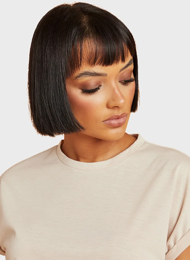 Closet By Styli Tie Hem Detail T-Shirt Beige