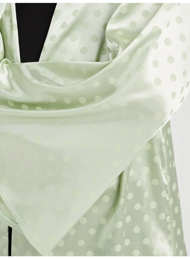 Closet By Styli Polka Dot Printed Kimono Light Green