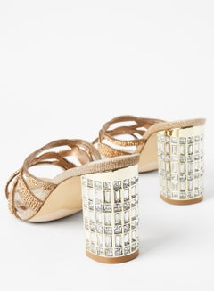 Dune LONDON Malena Di Block Heels Gold/Brown  - Image 3