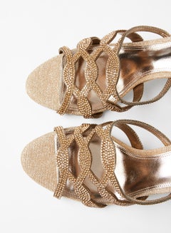 Dune LONDON Malena Di Block Heels Gold/Brown  - Image 4