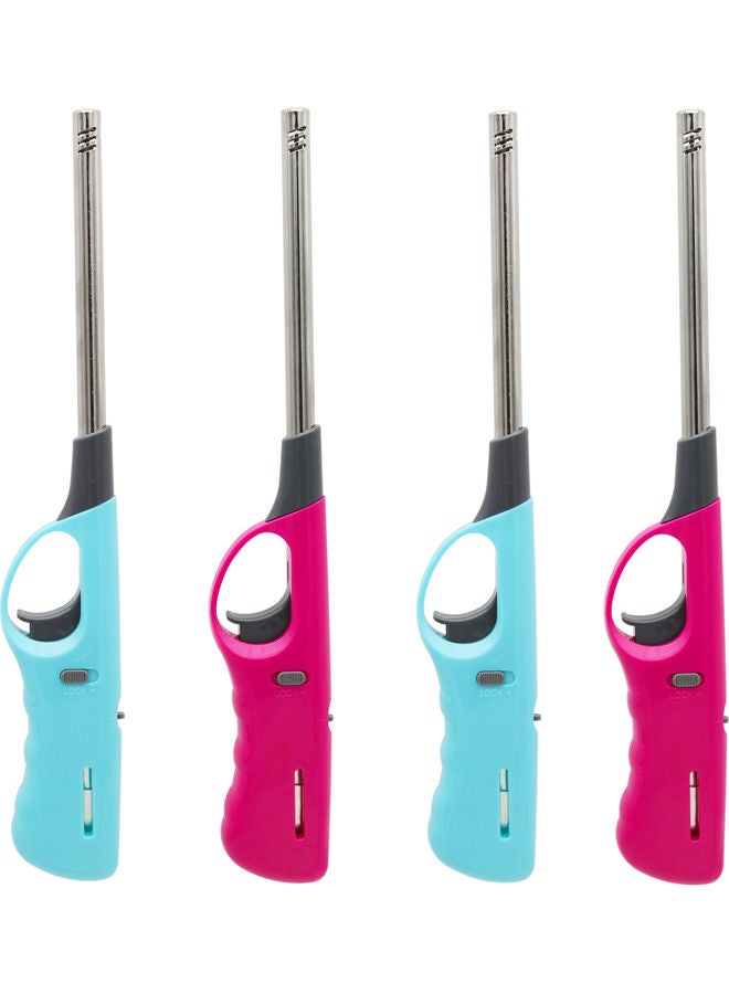 YANEK 4-Piece Refillable with Butane Gas Lighter for Camping and BBQ Multicolour 27cm  - Image 1