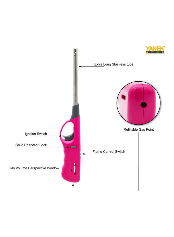 YANEK 4-Piece Refillable with Butane Gas Lighter for Camping and BBQ Multicolour 27cm  - Image 2