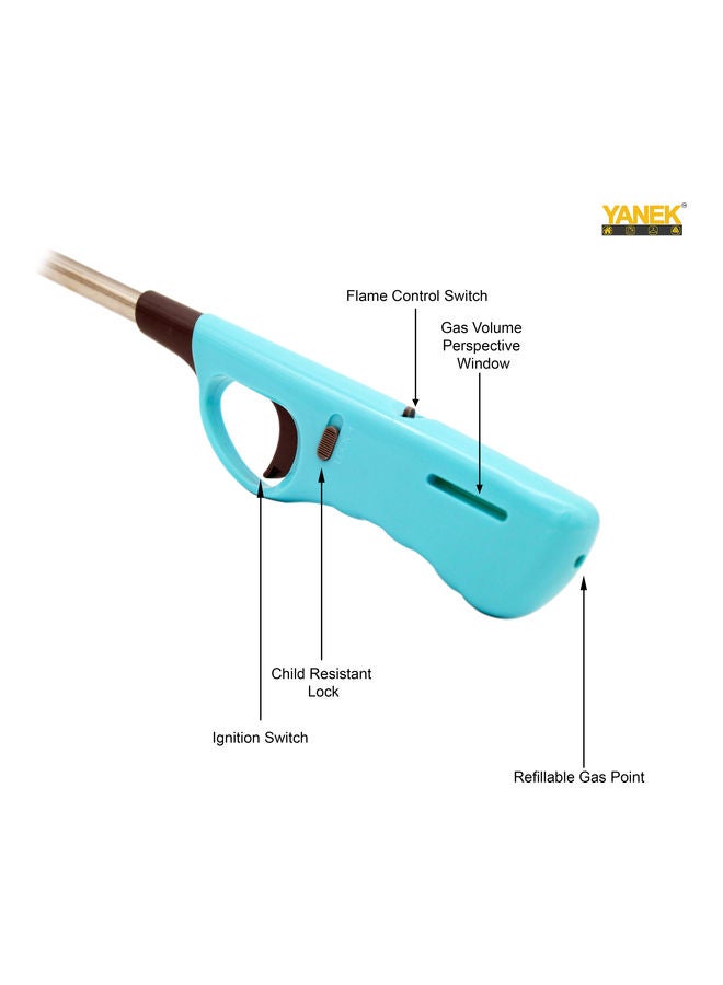 YANEK 4-Piece Refillable with Butane Gas Lighter for Camping and BBQ Multicolour 27cm  - Image 4
