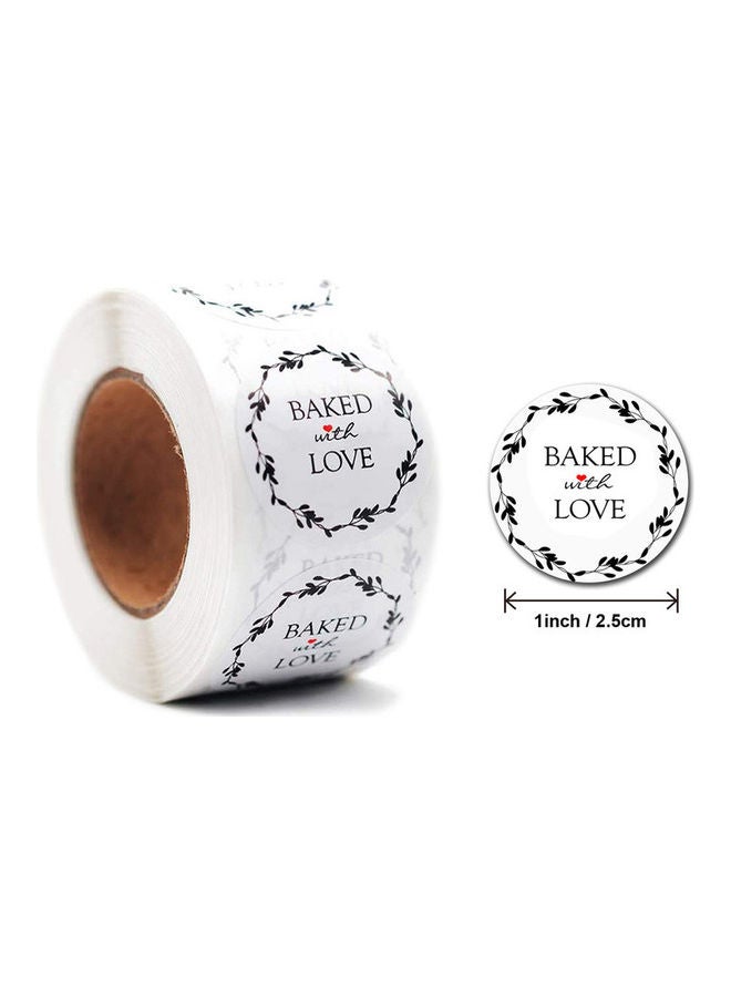 Captaintech 500-Piece Baked With Love Sticker Label Roll 1inch