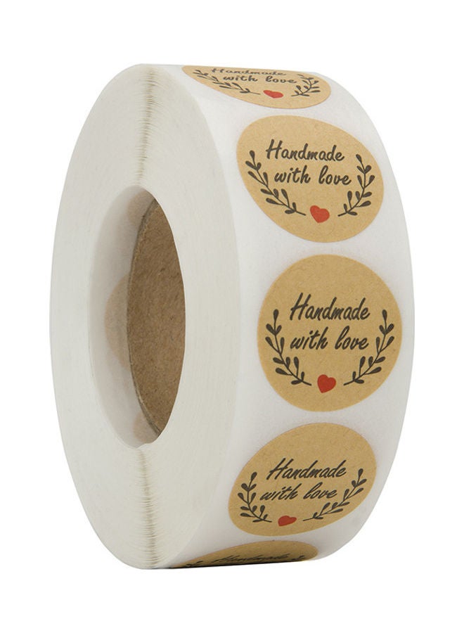 Captaintech 500-Piece Handmade With Love Sticker Label Roll 1inch  - Image 1