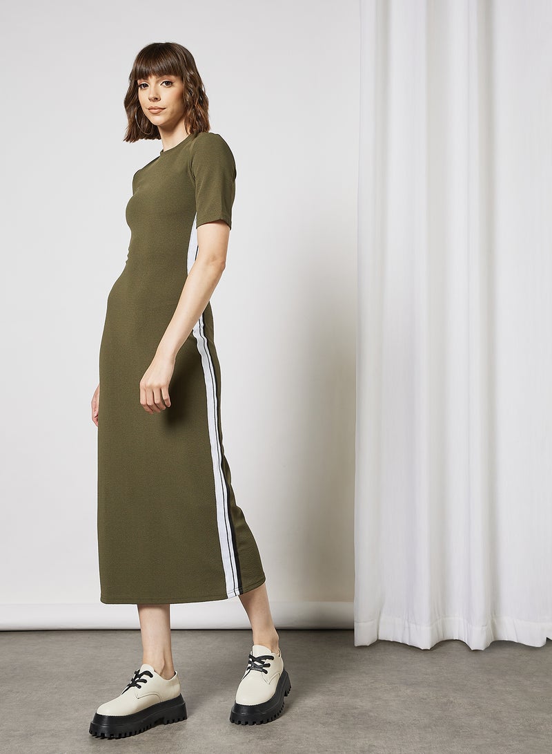 Aila - Casual Short Sleeve Solid Knit Fitted Long Evening Maxi Dress 73 Mustard - Image 1