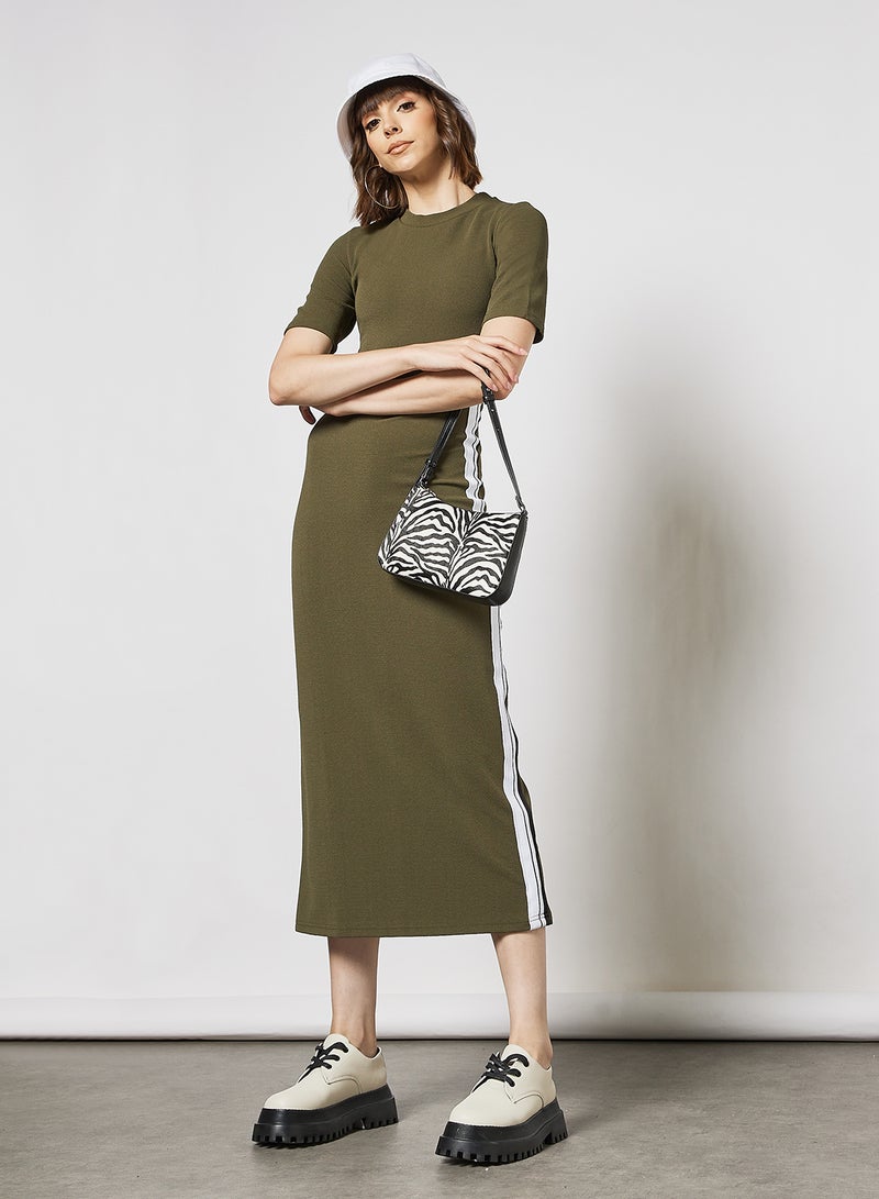 Aila - Casual Short Sleeve Solid Knit Fitted Long Evening Maxi Dress 73 Mustard - Image 1