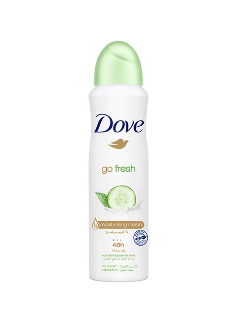 Go Fresh Women Antiperspirant Deodorant Spray For Refreshing 48Hour Protection Cucumber And Green Tea Alcohol Free 150ml