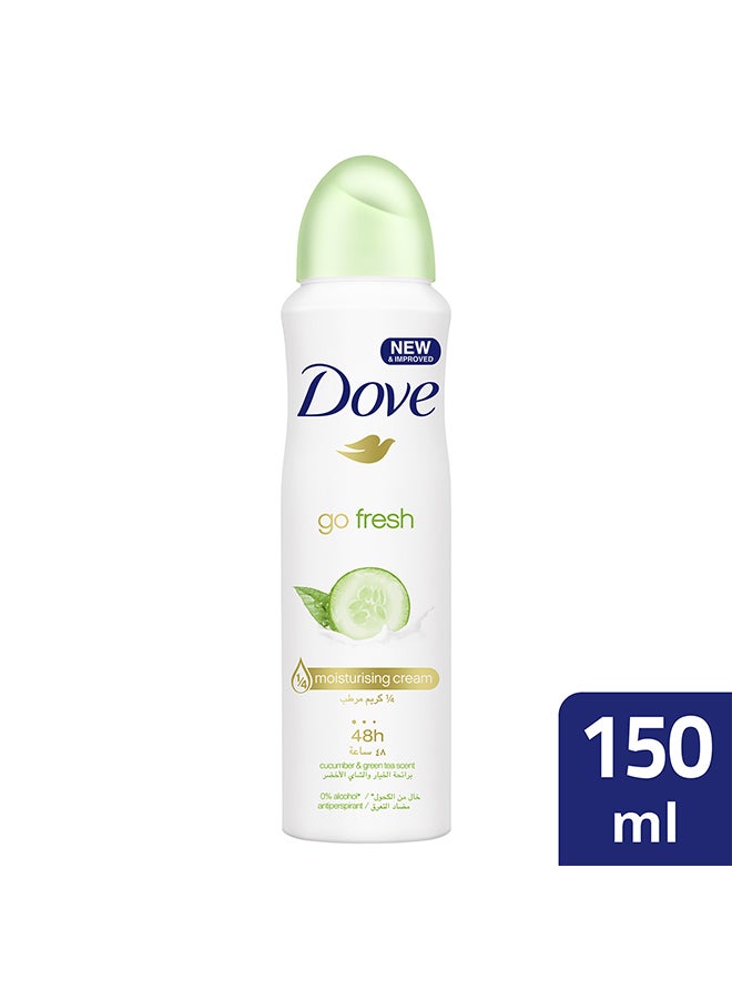 Go Fresh Women Antiperspirant Deodorant Spray For Refreshing 48Hour Protection Cucumber And Green Tea Alcohol Free 150ml - v1636632587/N15215640A_3