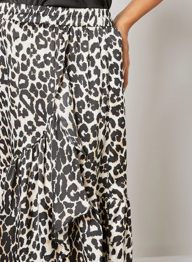 PIECES Midi Skirt Leopard