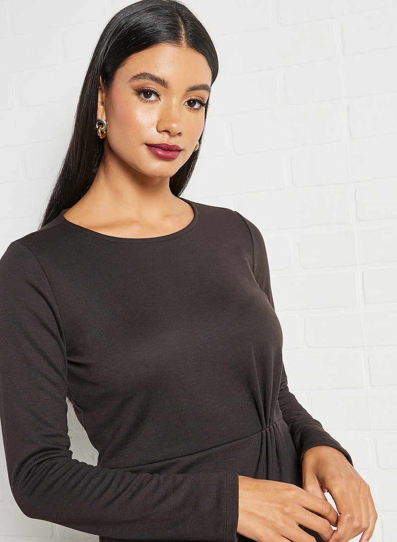 PIECES - Erry Asymmetric Long Sleeve Dress Black - Image 1