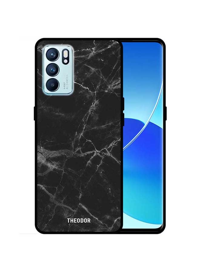 Theodor Protective Case Cover For Oppo Reno 6 5G Black Marble - Image 1