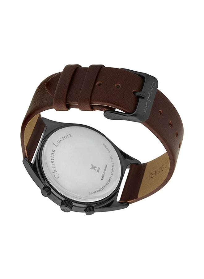 Christian Lacroix Men's Empreinte Analog PU Leather Strap Wrist Watch CLMS1809  - Image 2