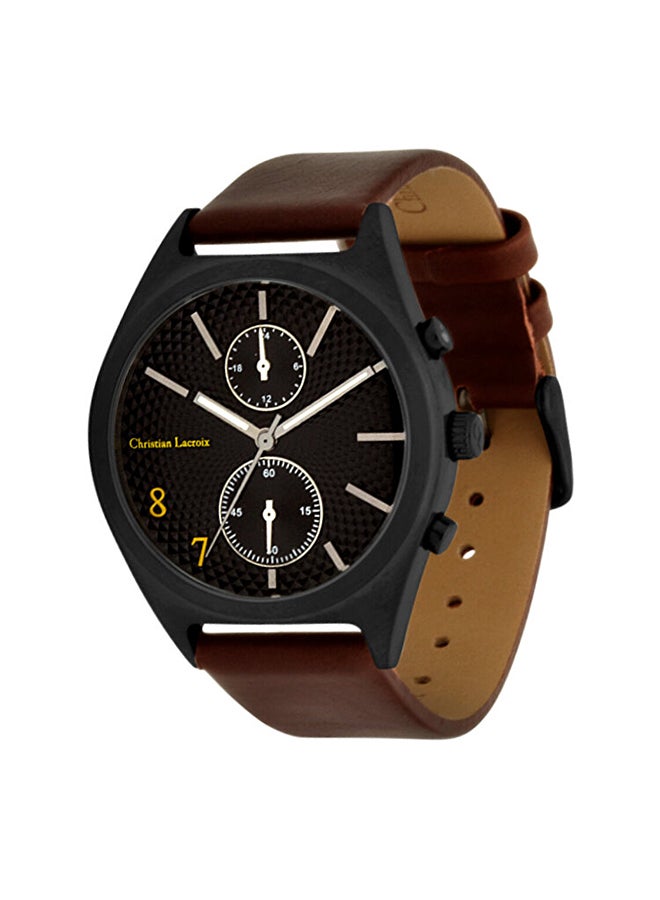 Christian Lacroix Men's Empreinte Analog PU Leather Strap Wrist Watch CLMS1809  - Image 1