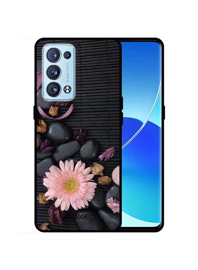 ثيودور غطاء حماية واقٍ لهاتف أوبو رينو 6 برو 5G بطبعة زهور وأحجار - Image 1