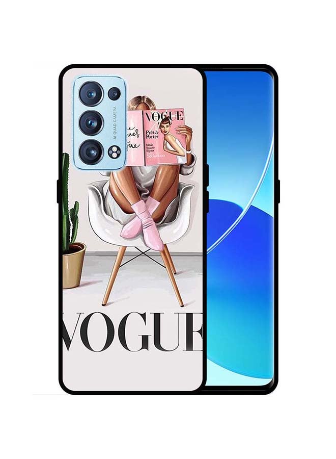 ثيودور غطاء حماية واقٍ لهاتف أوبو رينو 6 برو 5G نمط فني يحمل كلمة "Vogue" - Image 1