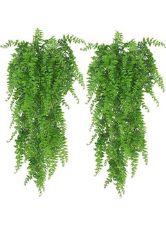 HomarKet 2-Piece Artificial Ivy Leaf Boston Fern Fake Greenery Green 33.4inch  - Image 1