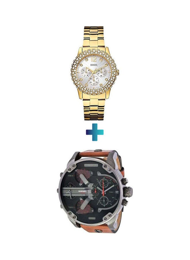 GUESS Women's Stone Studded Analog Watch W0335L2 With  Mr.Daddy Analog Quartz Watch DZ7332 - Image 1