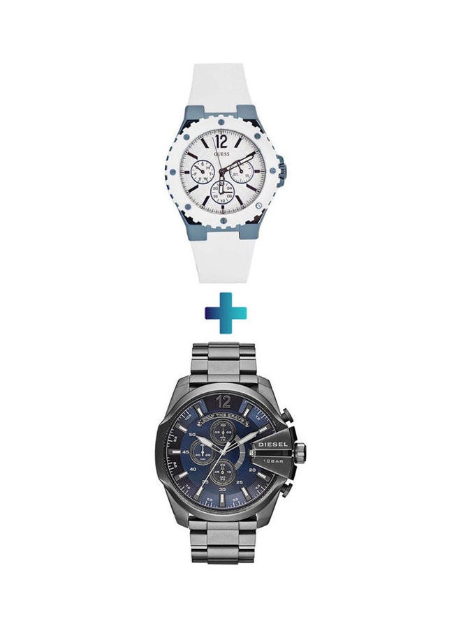 GUESS Women's Water Resistant Analog Watch W0149L6 With  Casual Mega Chief Chronograph Analog Watch DZ4329 - Image 1